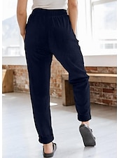 cheap Pants-Women&#039;s Sweatpants Chinos Fashion Streetwear Full Length Medium Waist Plain Pocket Comfy Soft Comfortable Micro-elastic Outdoor Street Dark Brown Black Deep Blue Khaki Spring &amp;  Fall Loose Fit