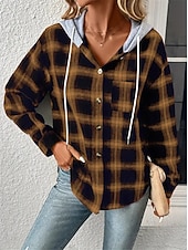 abordables veste à capuche-Veste décontractée Femme Extérieur Plein Air Usage quotidien mode Décontractées Avec poches Imprimer Normal Manteau Rose Claire Rouge Marron Automne Hiver Boutonnage Simple Sweat à capuche Standard S