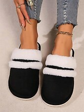 economico Ciabatte e infradito da donna-pantofole da donna con fodera in pelliccia sintetica e finitura scamosciata – calde scarpe da interno per il comfort invernale