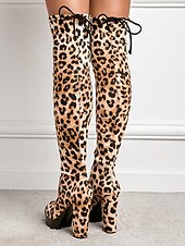 baratos Botas com salto-botas plataforma femininas acima do joelho com salto alto grosso e fecho de cordão, estilo sexy na altura da coxa para baladas e festas