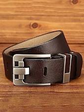 abordables Ceintures pour hommes-ceinture en cuir pour homme avec boucle en métal élégante – durable et réglable pour une tenue décontractée et formelle