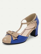 olcso Block Heels-vintage stílusú zöld és bézs női blokksarkú cipő masnis akcentussal – elegáns t-pántos szandál bulikra és különleges alkalmakra