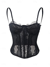 cheap Corsets-Women&#039;s Loungewear Pure Color Corsets Carnival Party Valentine&#039;s Day Breathable Straps Sleeveless Lace Backless Summer Spring Home Outfits