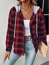 abordables veste à capuche-Veste décontractée Femme Extérieur Plein Air Usage quotidien mode Décontractées Avec poches Imprimer Normal Manteau Rose Claire Rouge Marron Automne Hiver Boutonnage Simple Sweat à capuche Standard S