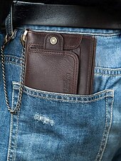 cheap Wallets-Men&#039;s Premium Cowhide RFID Blocking Wallet - Vintage Bifold Leather Wallet with Coin Zipper, Card Slots for Everyday Use