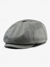 cheap Men&#039;s Hats-Men&#039;s Vintage Newsboy Cap – Stylish Faux Leather Look Flat Cap for Casual or Formal Wear, Available in Multiple Colors
