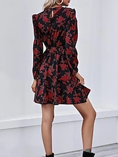 cheap Casual Floral Dresses-Women&#039;s Floral Crew Neck Maxi Dress Long Sleeve Spring Fall
