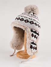 economico Cappelli da donna-berretto invernale lavorato a maglia con pompon e fodera in pelliccia sintetica - caldo berretto con paraorecchie per donna
