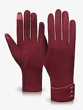 preiswerte Accessoires für Damen-Schwarze Touchscreen-Winterhandschuhe für Damen mit Knopfmanschette – warme und stylische SMS-Handschuhe für kaltes Wetter