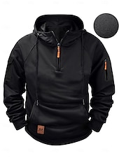 economico felpe con cappuccio da uomo di base-Per uomo Felpa con cappuccio Felpe con zip Felpa con cappuccio tattica Nero Vino Cammello Grigio scuro Con cappuccio Liscio Tasche Tasca frontale Giornaliero Per eventi Per uscire Poliestere