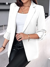 economico Blazer e Completi-Per donna Giacca Formale Pulsante Liscio Casual / quotidiano Di tendenza Standard Capispalla Manica lunga Autunno Nero S
