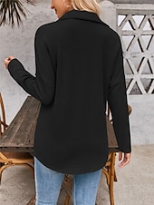 cheap Shirt Jackets-Women&#039;s Casual Jacket Outdoor Street Daily Wear Fall Regular Coat Regular Fit Thermal Warm Breathable Stylish Casual Jacket Long Sleeve Stripes and Plaid with Pockets Print Black Blue Khaki