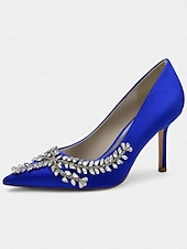 Women's Rhinestone-Embellished Satin Stiletto Heels – Elegant Pointed Toe Pumps for Evening Parties and Formal Events 24
