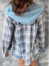 cheap Work Tops-Women&#039;s Plus Size Blouse Casual Pocket Long Sleeve Regular Tops Hooded Daily Blue Light Blue Spring &amp;  Fall