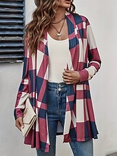 preiswerte Strickjacken und Oberbekleidung-Damen Freizeitjacke Outdoor Patchwork Patchwork Windundurchlässig Modisch Regular Fit Oberbekleidung Langarm Herbst Rosa S