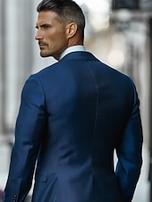 cheap Men&#039;s Elite Outerwear-Men&#039;s Blazer Jacket School Formal Wedding Elegant Warm Fall Winter Wool Solid Color Single Breasted One-button Blazer Royal Blue