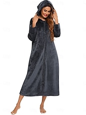 cheap Women&#039;s Onesies-Women&#039;s Pajamas Pure Color Fashion Simple Home Fleece Warm Long Sleeve Robe Top Fall Winter Home Outfits