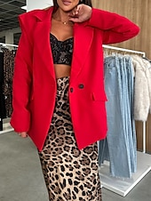 economico Blazer e Completi-Per donna Giacca Pulsante Liscio Comodo Di tendenza Standard Capispalla Manica lunga Inverno Nero S