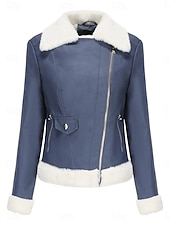 economico Puffers &amp; Parka-Per donna Giacca invernale Giacca in pile Tenere al caldo Traspirante Cerniera Tasche In pile Informale Liscio Da mare Strada Da tutti i giorni Per uscire Cerniera Corto Collo ripiegabile Standard