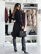 abordables Abrigos de Invierno-Mujer Abrigo Mantiene abrigado Cómodo Botones Con cinturón Elegante Color sólido Casual Diario Botonadura Doble Escote en Pico Ajuste regular Manga Larga Ropa de calle Negro Caqui Albaricoque Invierno