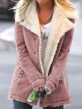 billige Uformell Parka-Dame Fleece-jakke Teddyfrakk Hold Varm Pustende Glidelås Lomme Fleece Lined Fritid عادي Feriereise Gate Dagligdagstøy Ut på byen Enkeltkneppet Normal Aftæpning Normal Langermet Yttertøy Svart Rosa Blå