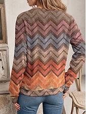 voordelige Gestreepte en Geometrische Tops-dames sweatshirt kleur blok gestreept straat dagelijks gebruik print casual ronde hals lange mouw micro-elastisch herfst winter comfrt ademend zacht materiaal