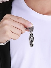 preiswerte Accessoires für Herren-Gothic-Halskette mit Totenkopf- und Sargkreuz-Anhänger – Edelstahl-Amulett im Vintage-Stil für Männer