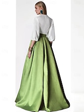 economico VERDE-Abito da sera A-Line Abito elegante formale lunghezza a terra maniche 3/4 scollo a V tasca raso con spacco 2025