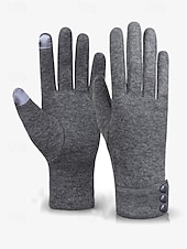 preiswerte Accessoires für Damen-Schwarze Touchscreen-Winterhandschuhe für Damen mit Knopfmanschette – warme und stylische SMS-Handschuhe für kaltes Wetter