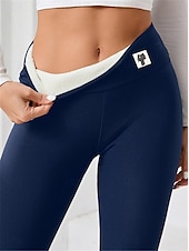 abordables Leggings et collants de yoga-Femmes Pantalon de yoga Leggings doublés en polaire Leggings de yoga Taille haute Pilates Entraînement en salle Entraînement Collants À Motif Animal Noir Rouge Bordeaux Bleu Marine Polaire Automne