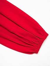 economico Abiti per le feste-abito lungo da festa in chiffon rosso e pizzo con scollo a V