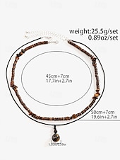 cheap Accessories For Men-Men&#039;s Boho Layered Necklace with Wooden Beads and Pendant – Tribal-Inspired Double-Strand Necklace for Casual and Beachwear Style