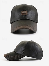 billige Herrehatter-baseballcaps i imitert skinn for menn - stilig justerbar utendørslue for et uformelt og sporty utseende