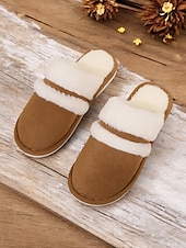 economico Ciabatte e infradito da donna-pantofole da donna con fodera in pelliccia sintetica e finitura scamosciata – calde scarpe da interno per il comfort invernale
