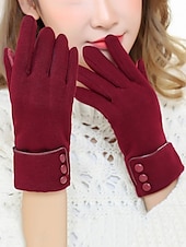 preiswerte Accessoires für Damen-Schwarze Touchscreen-Winterhandschuhe für Damen mit Knopfmanschette – warme und stylische SMS-Handschuhe für kaltes Wetter