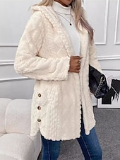 billige Sherpa-jakker-Dame Fleece-jakke Teddyfrakk Hettegenser Hold Varm Pustende Glidelås Lomme Fleece Lined Fritid عادي Feriereise Gate Dagligdagstøy Ut på byen Enkeltkneppet Normal Hettegenser Normal Langermet Yttertøy