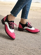 olcso Női lapos sarkú cipők-női retro rózsaszín és fekete oxford cipő – lakk műbőr fűzős brogue a vintage lezser stílushoz és divatos kirándulásokhoz