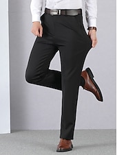 ieftine Costume semi-formale-pantaloni de rochie pentru bărbați, negru, gri, groși, lungi, culoare uni, elasticitate ridicată, potrivire standard caldă 2024