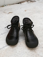 levne Kotníkové boty-dámské hnědé šněrovací kotníkové boty z umělé kůže s detaily vintage stehu, pohodlná podrážka pro běžné outdoorové nošení