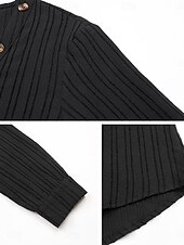 preiswerte Damen Arbeitsoberteile-Damen Hemd Bluse Feste Farbe Basic Brautkleider schlicht Langarm V Ausschnitt Normale Oberteile Täglich Patchwork Knopf Schwarz Herbst Winter