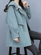 billige Trench Coats-Dame Frakk utendørs Gate Dagligdagstøy Høst Vinter Normal Frakk Normal Hold Varm Pustende Stilfull Fritid Jakker Langermet عادي Striper og rutete Med lommer Svart Militærgrønn Blå