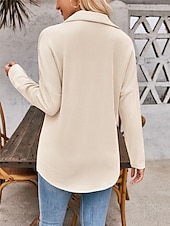 cheap Shirt Jackets-Women&#039;s Casual Jacket Outdoor Street Daily Wear Fall Regular Coat Regular Fit Thermal Warm Breathable Stylish Casual Jacket Long Sleeve Stripes and Plaid with Pockets Print Black Blue Khaki