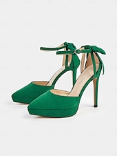 ieftine Formal-Tocuri stiletto cu platforma eleganta de dama cu bareta la glezna si accent cu fundita - perfecte pentru evenimente formale