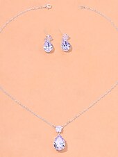 economico Collana da donna-elegante set di collana e orecchini in cristallo a goccia – gioielli scintillanti per spose e occasioni formali