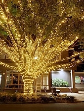お買い得  太陽光発電-50m-500LED/100m-1000LED 屋外用高輝度銅線ライトストリング 大型ソーラーパネル 中庭の軒先 クリスマスツリー バルコニー フェンス 聖なる祭りの雰囲気 装飾用ライトストリング