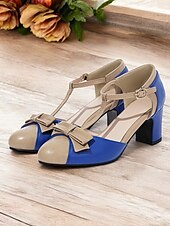 olcso Block Heels-vintage stílusú zöld és bézs női blokksarkú cipő masnis akcentussal – elegáns t-pántos szandál bulikra és különleges alkalmakra