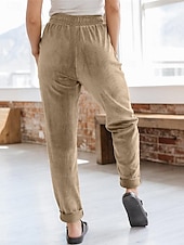 cheap Straight-Leg Pants-Women&#039;s Chinos Fashion Streetwear Full Length High Waist Plain Pocket Elastic Waistband Comfy Soft Comfortable Micro-elastic Outdoor Street Black Navy Blue Khaki Spring &amp;  Fall Regular Fit