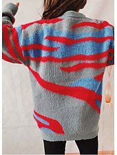 cheap Graphic shop Sweatshirts &amp; Hoodies-Women&#039;s Sweater Pullover Sweater Jumper Casual Soft Graphic Ribbed Crew Neck Knitted Long Sleeve Regular Tops Knit Outdoor Daily Weekend Red Fall Winter