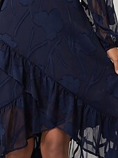 billige Arbeidskjoler-Dame Mini kjole Vintage kjole Uformell kjole Årgang Fritid Formelt Formell Jul Fest Normal Langermet V-hals Blå Høst Vinter