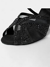 economico Scarpe per balli latini-scarpe da ballo latino con tacchi da donna con strass e morbida suola in pelle scamosciata – scarpe da ballo aperte con glitter per matrimoni e occasioni speciali